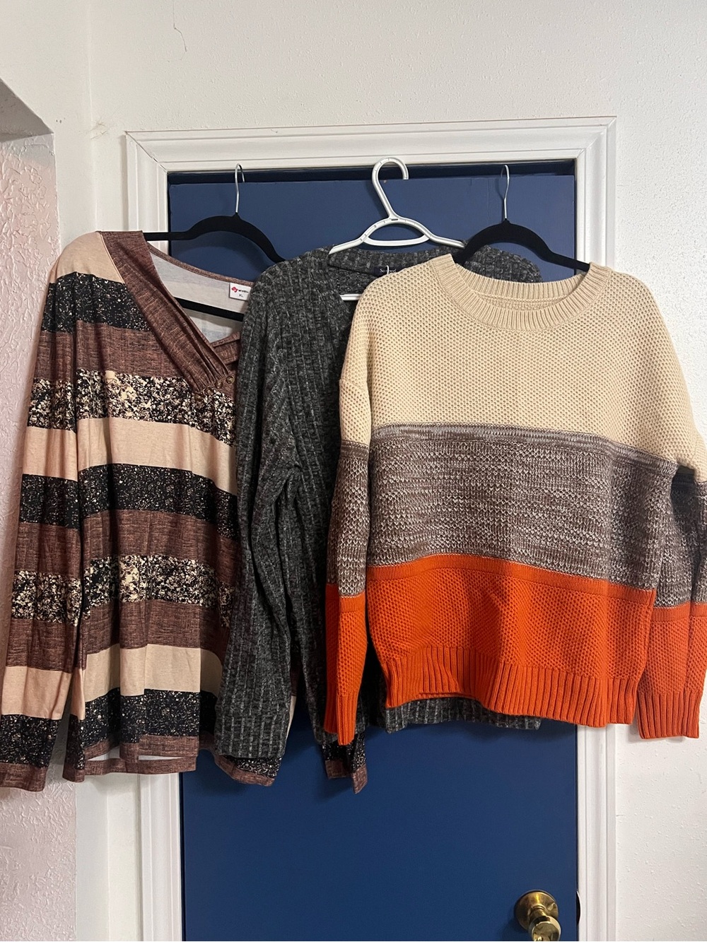 XL BUNDLE Cozy  Sweater - Orange, Cream & Brown and Black
